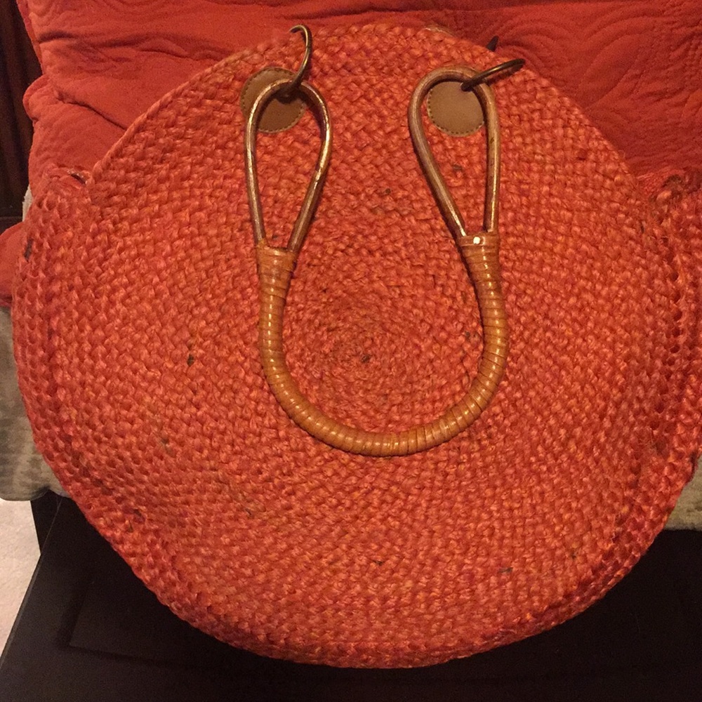 Burnt orange Woven circle bag - Picture 2 of 5